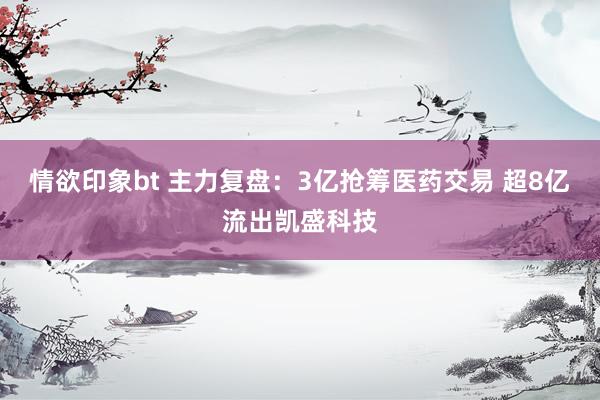 情欲印象bt 主力复盘：3亿抢筹医药交易 超8亿流出凯盛科技