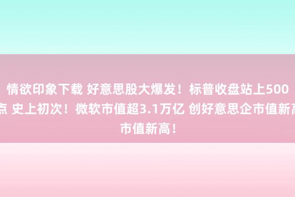 情欲印象下载 好意思股大爆发！标普收盘站上5000点 史上初次！微软市值超3.1万亿 创好意思企市值新高！
