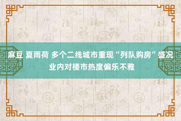 麻豆 夏雨荷 多个二线城市重现“列队购房”盛况 业内对楼市热度偏乐不雅