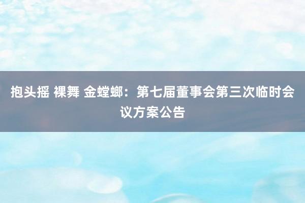 抱头摇 裸舞 金螳螂：第七届董事会第三次临时会议方案公告
