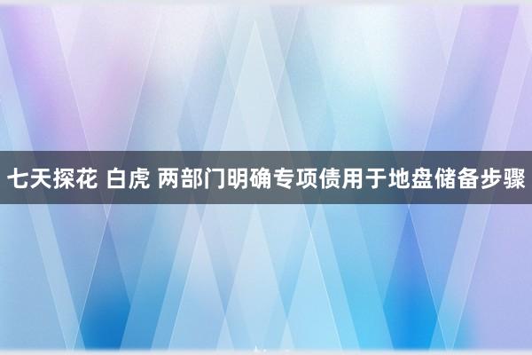 七天探花 白虎 两部门明确专项债用于地盘储备步骤
