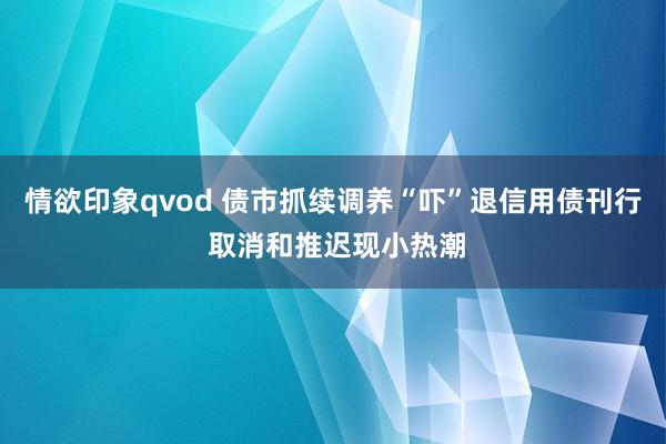 情欲印象qvod 债市抓续调养“吓”退信用债刊行 取消和推迟现小热潮