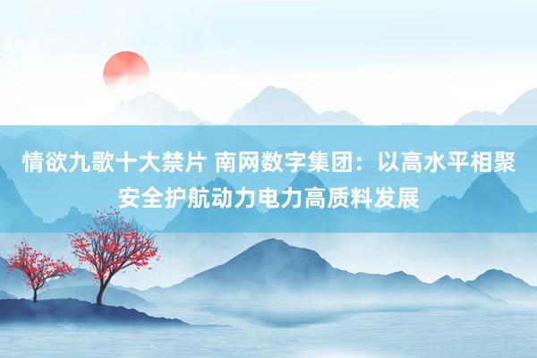 情欲九歌十大禁片 南网数字集团：以高水平相聚安全护航动力电力高质料发展